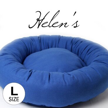 【受注制作】シンプルペットベッド　YUWAハーフリネン　スモーク ブルー色　Ｌサイズ