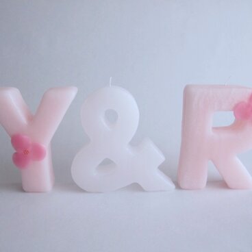 イニシャルcandle３点set＜ピンク・＆＞【受注製作】