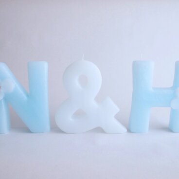 イニシャルcandle３点set＜ブルー・＆＞【受注製作】