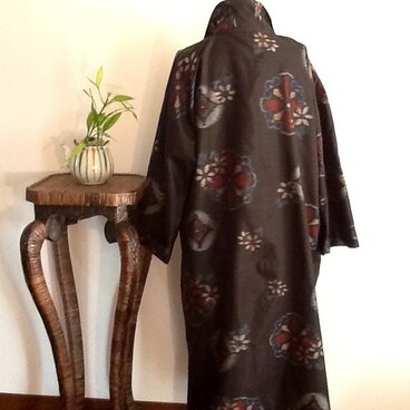 大島着物生地のロングコート