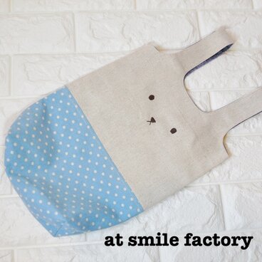 上靴袋　うさぎ　青　ドット　子供　送料無料　通園　通学　バッグ　入園　入学　キッズ　プレゼント