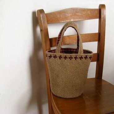 　麻ひもバック（クロス模様）