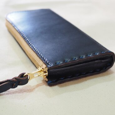 Wファスナーの長財布 / ネイビー