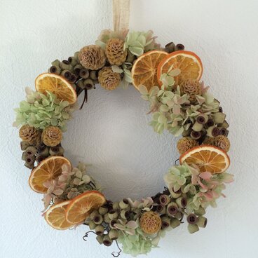 オレンジのナチュラルリース