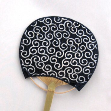 藍染ミニうちわ 唐草