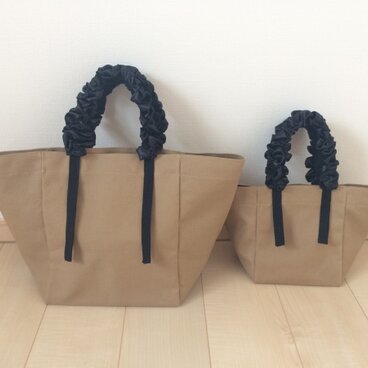 受注☆ 帆布 フリル トートバッグ S