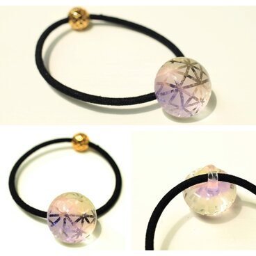 切子風ヘアゴム(ピンク紫）