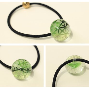 切子風ヘアゴム(緑）