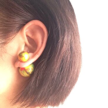 (送料無料)オリジナルビーズのダブルイヤリング Y