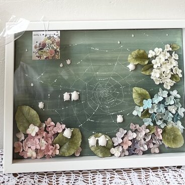 額入り「紫陽花と雨つぶちゃん」…再出品