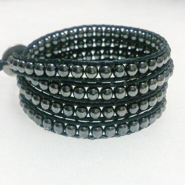 ４連ラップブレス＊metal black
