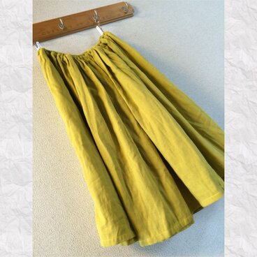 受注製作 国産ダブルガーゼ オーバーアンダーどっちもスカート マスタード