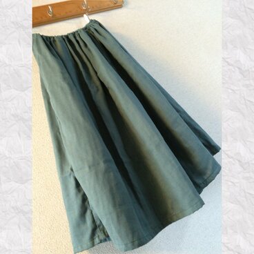 受注製作 国産ダブルガーゼ オーバーアンダーどっちもスカート ブルーグリーン