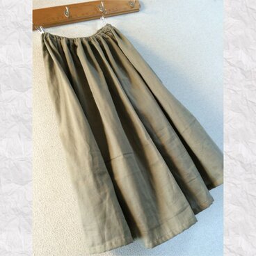 受注製作 国産ダブルガーゼ オーバーアンダーどっちもスカート カーキ