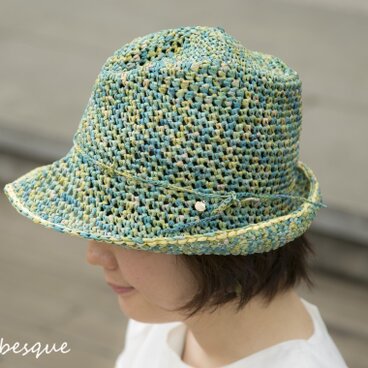 和紙の糸で手編みした風に飛ばされないハット【tree】