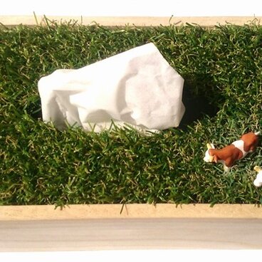 牧場のティッシュボックス　ジャージー牛　ナチュラル仕様