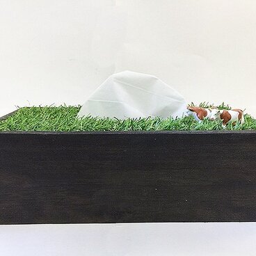 牧場のティッシュボックス　ジャージー牛　ダークブラウン仕様