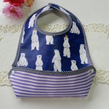 お食事エプロン♪白くま&ボーダー