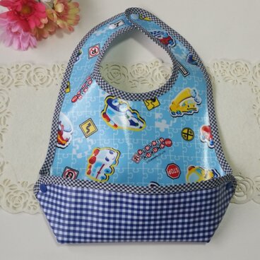 お食事エプロン♪働く車&チェック