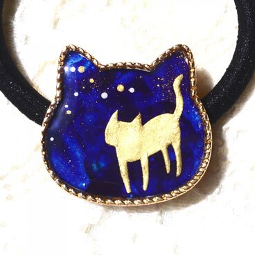 猫型ヘアゴムDブルー