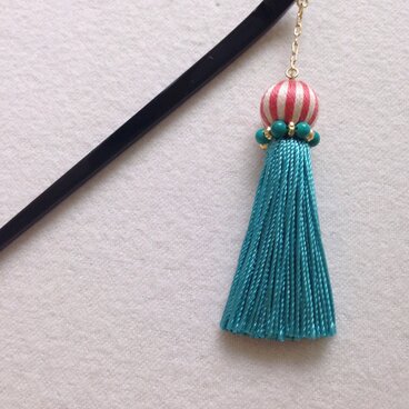 簪 ＊ 夏色タッセル ＊ ターコイズB