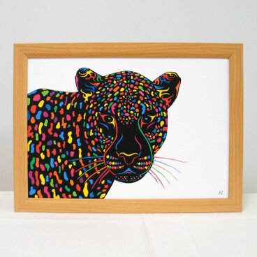 絵画　イラスト　アート　ヒョウ　豹　ひょう　A4-k02