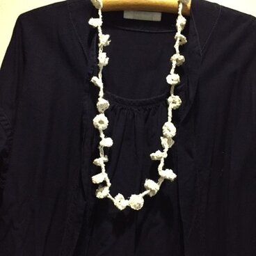 きびそ（生皮苧）　手編みモチーフネックレス　純国産