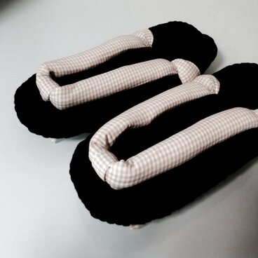 布ぞうり《黒・柄》22〜24cm