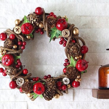 りんご・木の実・赤いリース (R02F)　クリスマス
