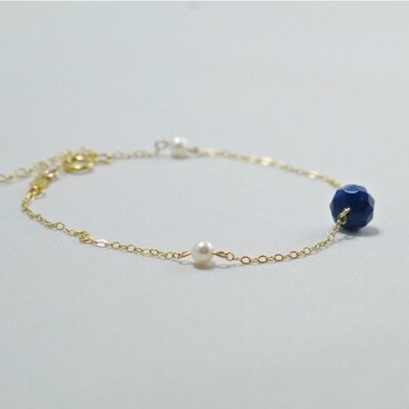 K14gf 9月誕生石 ラピスラズリのシンプルブレスレット