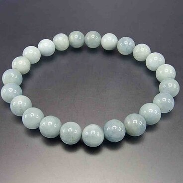 『天使の石』天然石3Aミルキーアクアマリン約8ミリ数珠ブレスレット