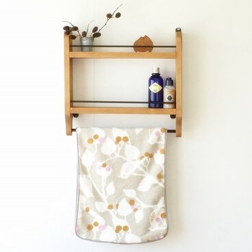 ＊男気インテリア＊アイアンバーのタオルハンガー付き二段シェルフ