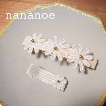 ママとお揃い♡マーガレットバレッタ＆ベビーヘアクリップ