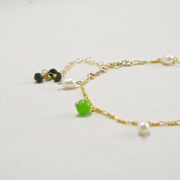 14Kgf グリーンアベンチュリン＆パールのブレスレット