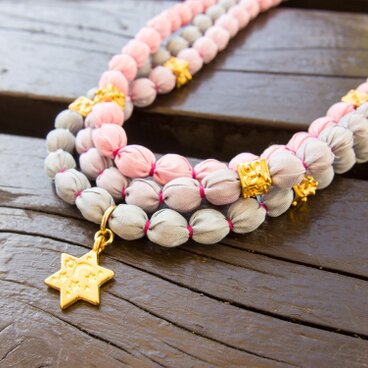 手染めシルクのラッピングネックレス／LL