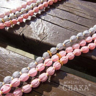 手染めシルクのラッピングネックレス／LL