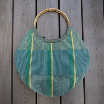 裂き織り丸型バッグ NO1