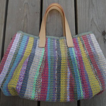 裂き織りタック入りバッグ NO8