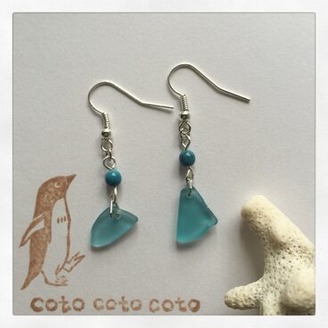 カラフルシーグラスとビーズのピアス/イヤリング