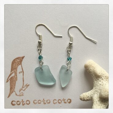 カラフルシーグラスとビーズのピアス/イヤリング