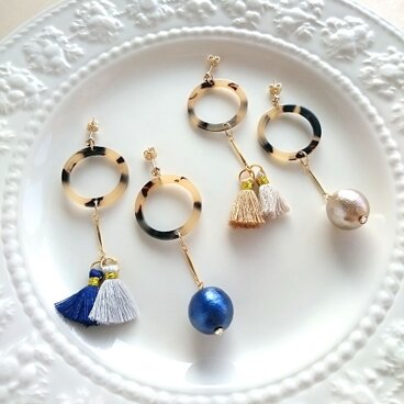 ロングアシメ♡べっ甲ピアス