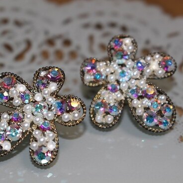 フラワー・クリアストーン＆パール