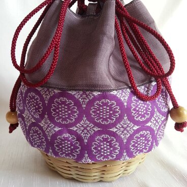 浴衣巾着  かご丸型