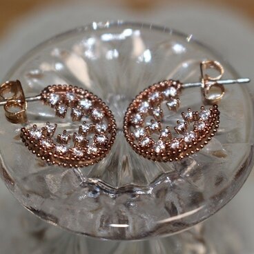 ストーン・ピンクゴールドフープ