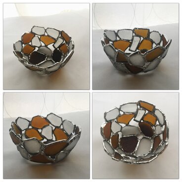 シーグラスのステンドグラス風小物入れ