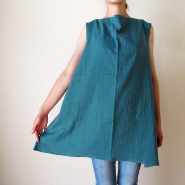 ダブルガーゼ（綿100%）のノースリーブシャツ（オーシャングリーン）