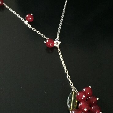 SilverワインレッドY字ネックレス