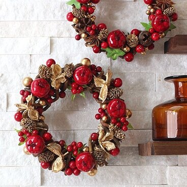りんご・レッド・ゴールド・ミニミニ・リース (30R14)　クリスマス