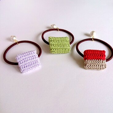 『秋冬しかくニット』ヘアゴム