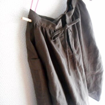n様専用/リネンスタンドカラーヒモリボンチュニックブラウス★ダークブラウン